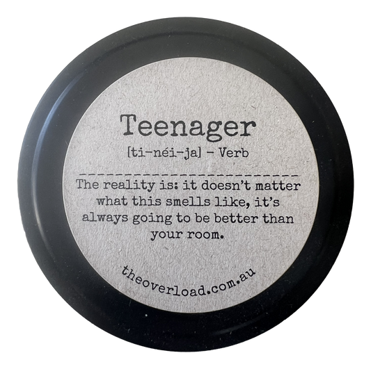Teenager 25g tin candle by The Overload  funny label gift candle (choose your scent)